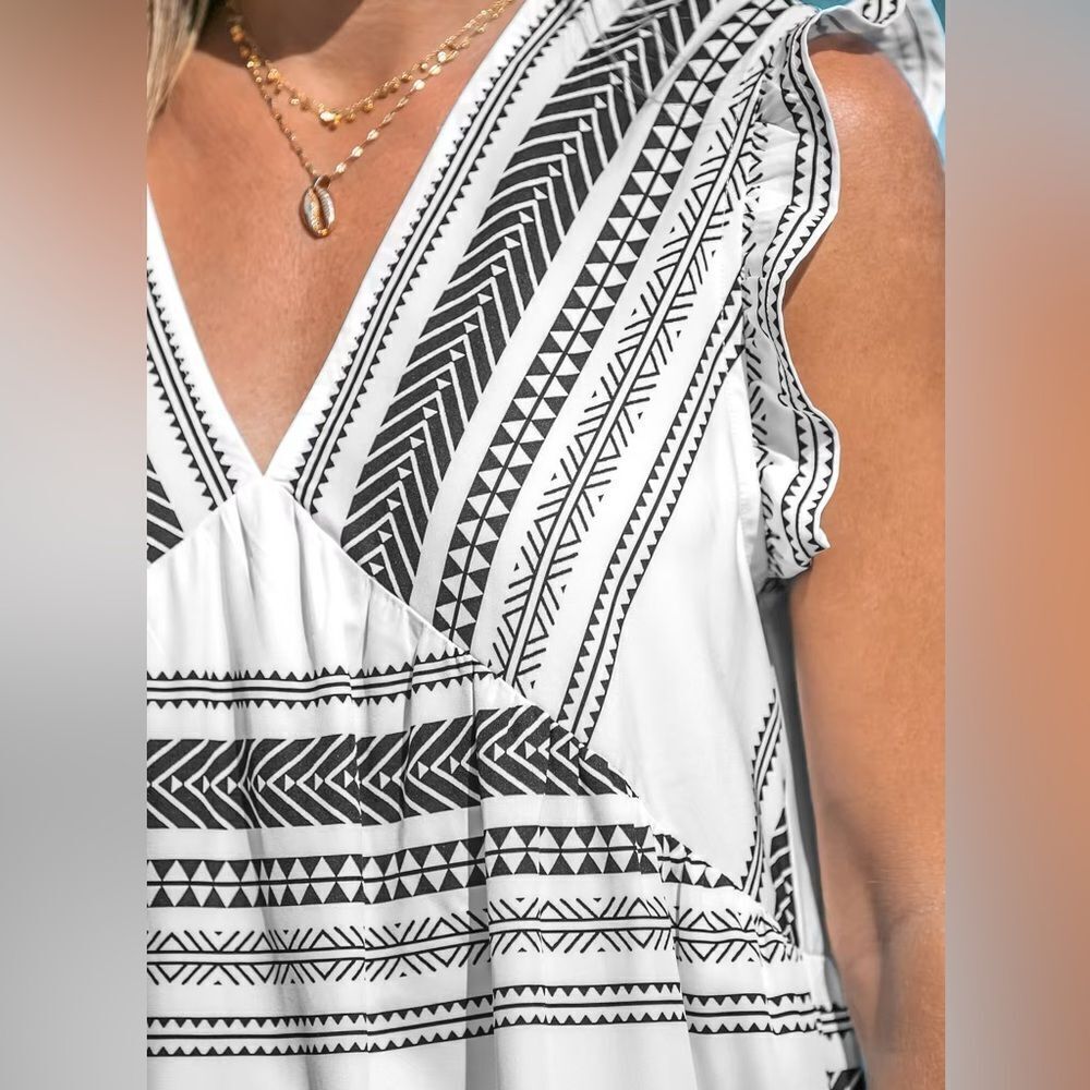 NWT Cupshe Boho Sleeveless Ruffled Midi Dress womens size xs - Picture 2 of 12